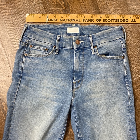 MOTHER THE LOOKER ANKLE FRAY IN WASH READY TO ROLL MID RISE SKINNY JEANS STRETCH - Picture 4 of 13